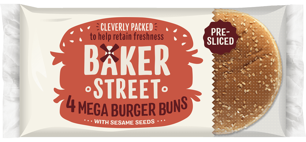 4 Baker Street Mega Burger Buns With Sesame Seeds