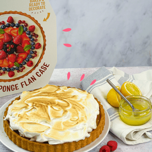 Lemon and Raspberry Meringue Flan using Baker Street Flan Cases